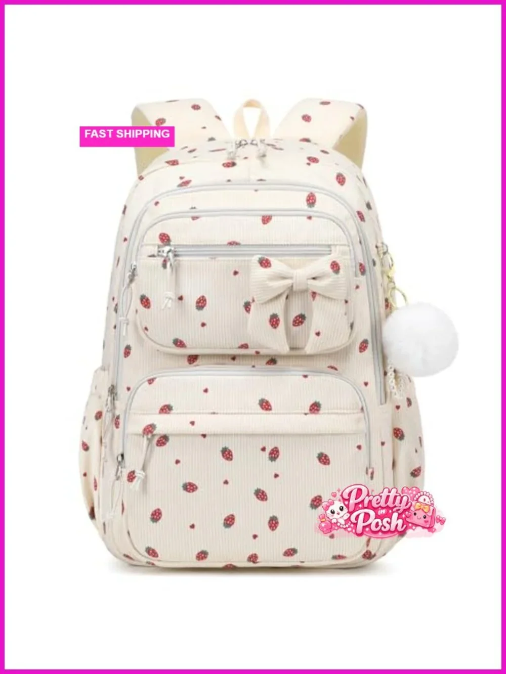 Cute Corduroy Bookbag Backpack for Teens with Multi-Pockets, Laptop Compartment